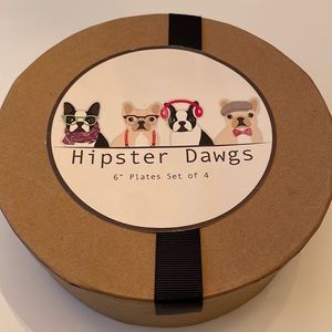Hipster Dawgs Set of 4 small plates - French Bulldog